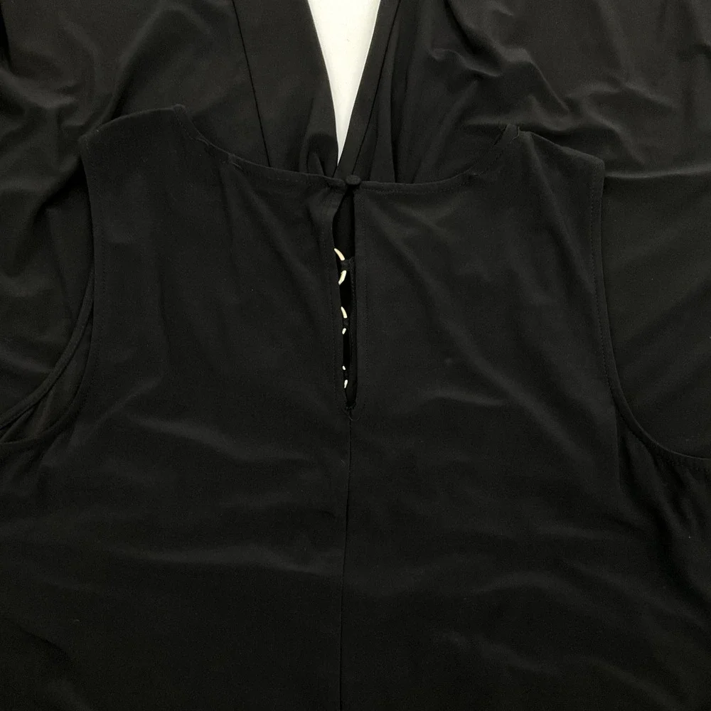 MSK Jumpsuit Women XL Black Gold Accent Elastic‎ Waist Pockets Wide Leg Classy